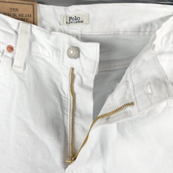 NWT POLO RALPH‎ LAUREN THE VARICK SLIM STRAIGHT Core Replen White Jeans 36X30 - Picture 11 of 16